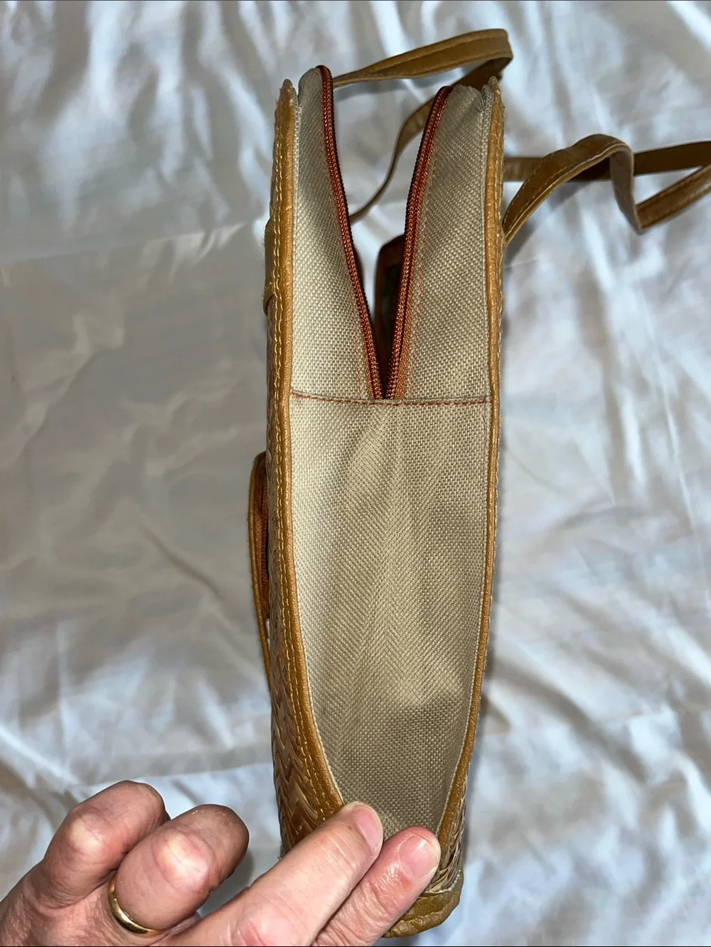 Woven Straw Tote Bag in Brown